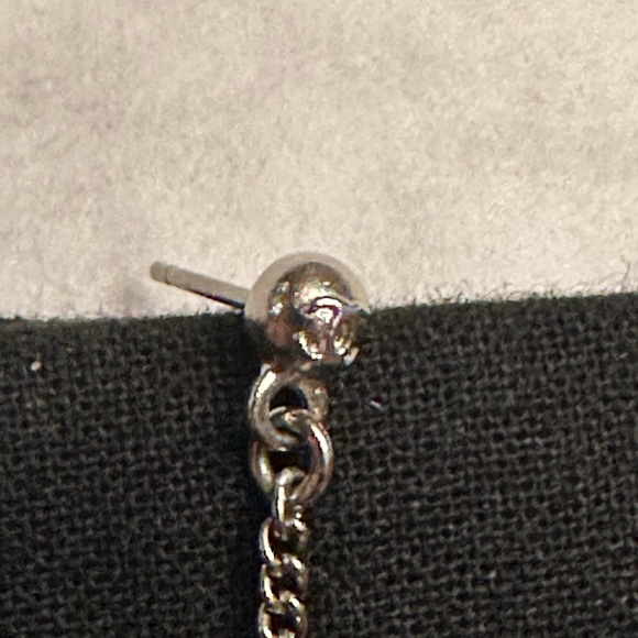 Authentic Chanel Crystal Chain CC Logo Dangle Drop Earrings - Picture 2 of 12